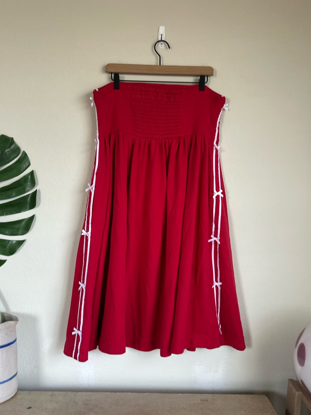 Anthropologie Daily Practice Strapless Side Bow Midi Dress - Picture 9 of 15